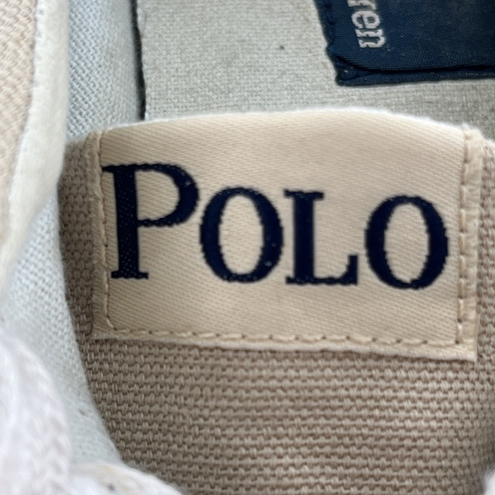 Polo Ralph Lauren Canvas Sneakers Lace Up Beige‎ Tan Casual Shoe Pony - Picture 2 of 16